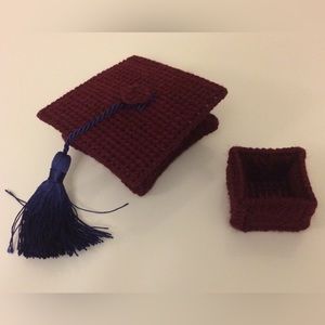New Graduate Gift Box Ring Jewelry Storage Graduation School Burgundy Red Blue